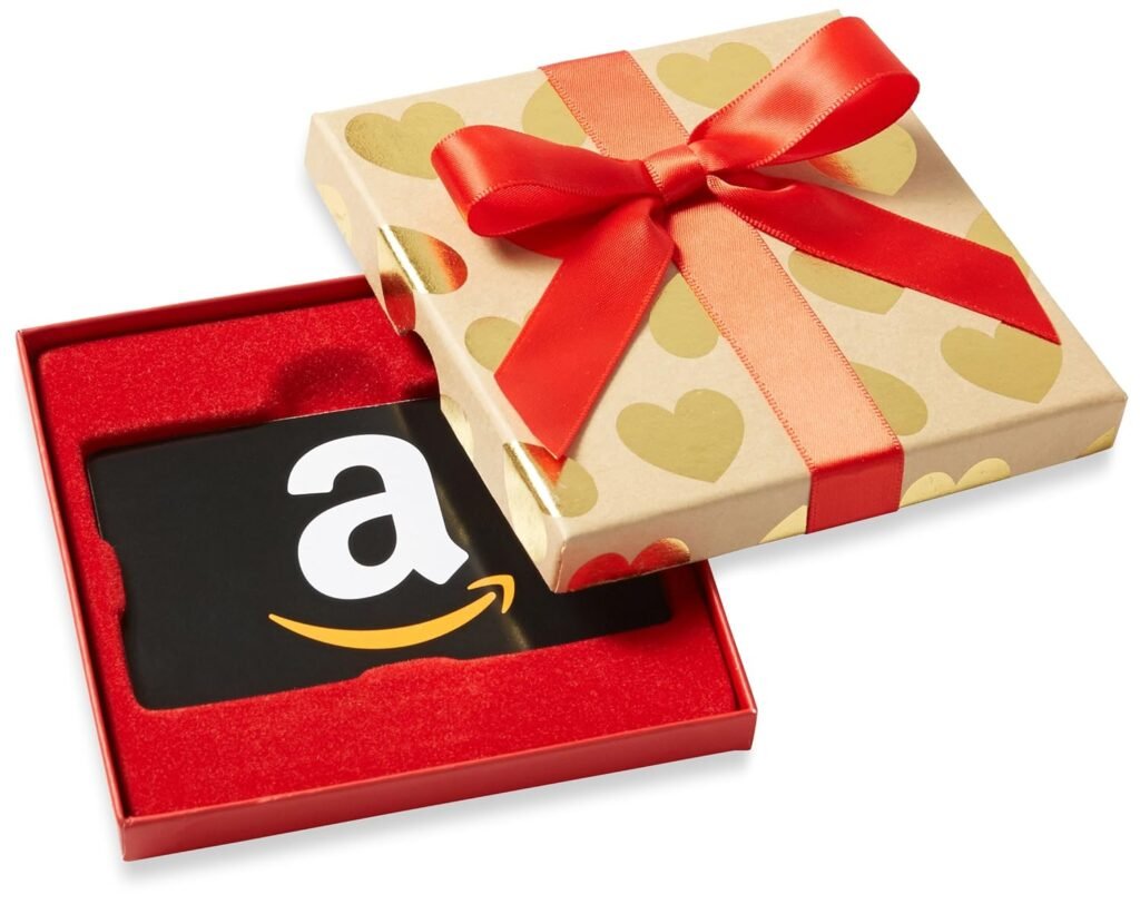 Amazon.com Gift Card in Gold Hearts Box