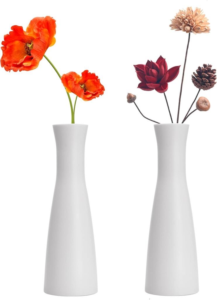 Tall Conic Composite Plastics Flower Vase, Small Bud Decorative Floral Vase Home Decor Centerpieces, Arranging Bouquets, Connected Tubes (Wide Caliber)