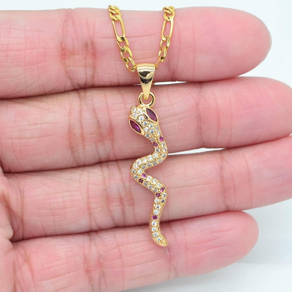 18k Gold Plated Trendy Stainless Steel Snake Shape Pendant Chain Necklaces Jewelry For Women