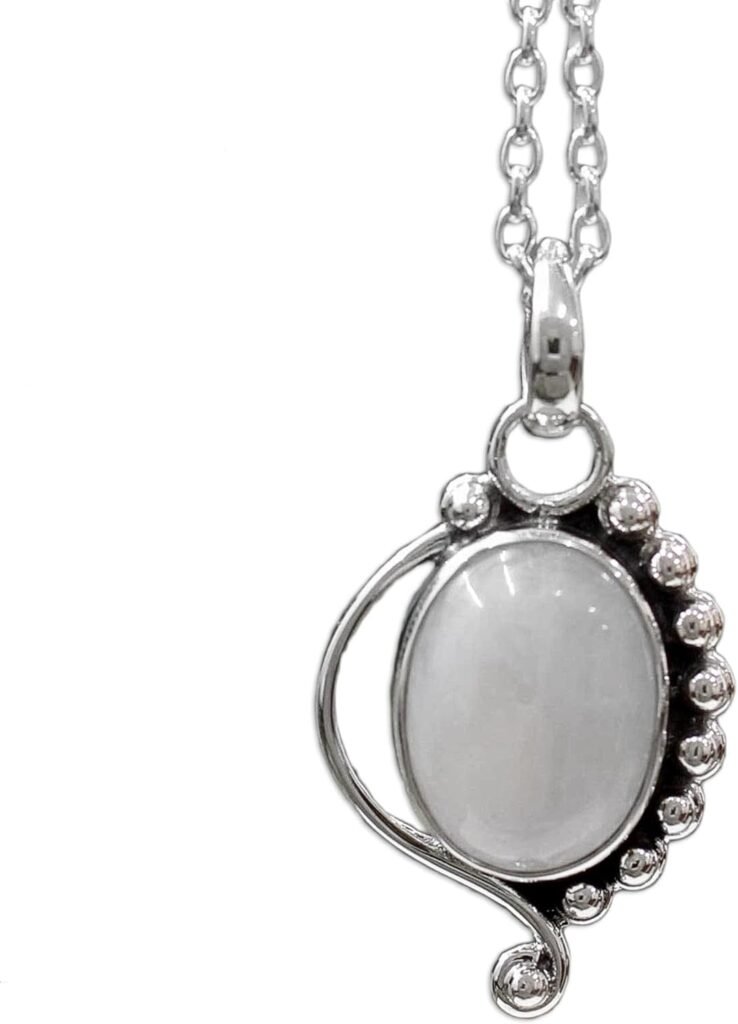 NOVICA Artisan Handmade Rainbow Moonstone Pendant Necklace Indian .925 Sterling Silver Clear Indian Paisley