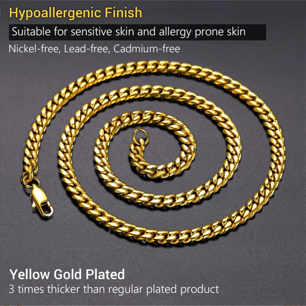 PROSTEEL Trendy Cuban Links Necklace for Men Women, Black/18K Gold Plated 316L Stainless Steel, W: 4.8mm-14mm, L: 14inch-30inch, Come Gift Box PROSTEEL Trendy Cuban Links Necklace for Men Women, Black/18K Gold Plated 316L Stainless Steel, W: 4.8mm-14mm, L: 14inch-30inch, Come Gift Box