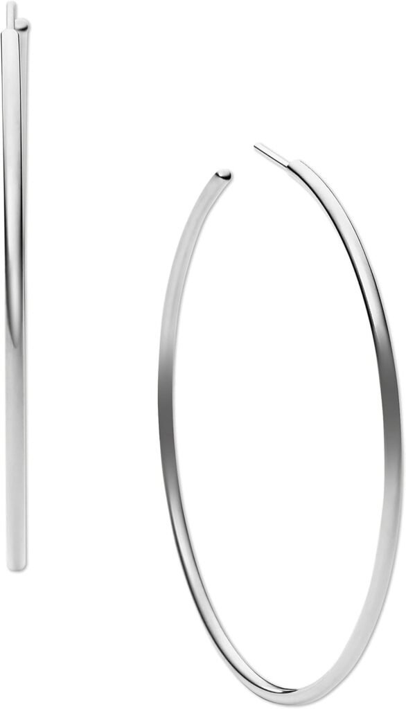 Michael Kors Silver-Tone Hoop Earrings for Women; Huggie Earrings for Women; Stainless Steel Earrings; Jewelry for Women