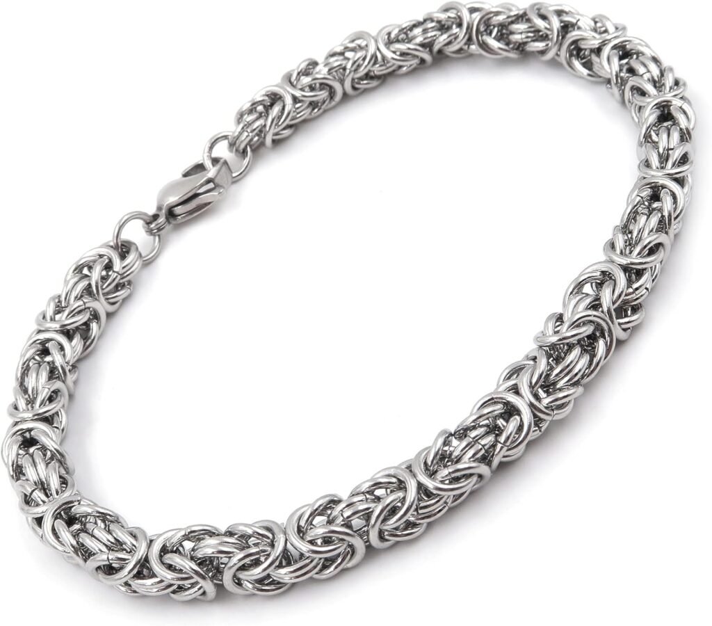 Stainless Steel Round Byzantine Chain Bracelet Unisex Men Women 6mm 7 8 9 Inches