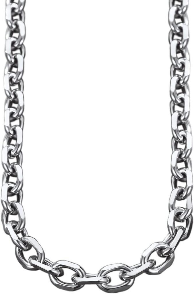 316L Stainless Steel Chain for Men/Women, Cable Link Necklace, 3/5/7/9/12MM Width, 18-30 (Send Gift Box)