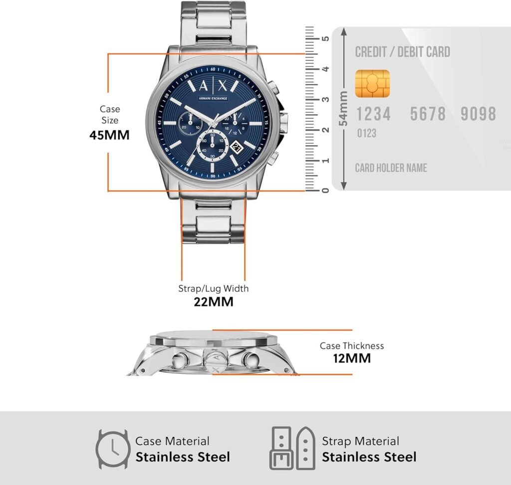 AX Armani Exchange Chronograph Watch for Men with Leather, Stainless Steel or Silicone Band