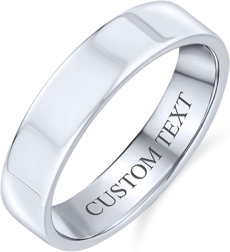 Bling Jewelry Minimalist Plain Simple .925 Sterling Silver Flat Couples Wedding Band Ring For Women For Men 4MM Bling Jewelry Minimalist Plain Simple .925 Sterling Silver Flat Couples Wedding Band Ring For Women For Men 4MM