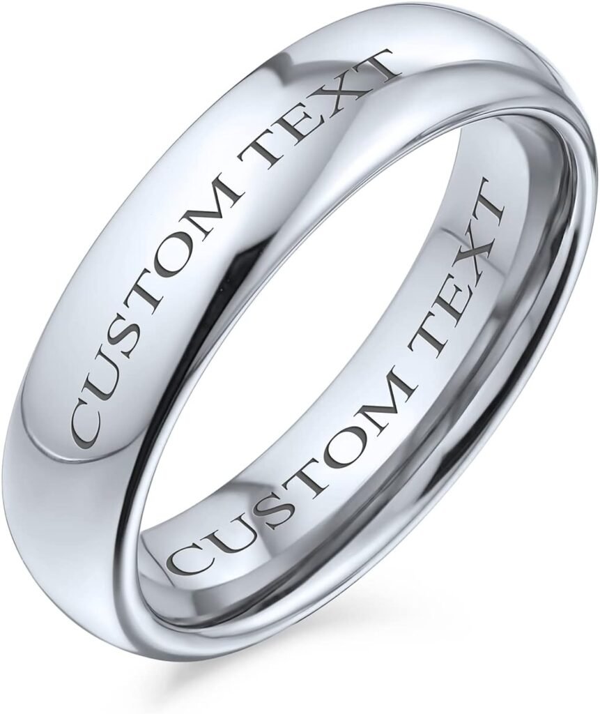 Bling Jewelry Personalize Unisex Plain Simple Dome Couples Titanium Wedding Band Ring For Men Women Comfort Fit Polished Black Silver Rose Gold Tone 5MM Bling Jewelry Personalize Unisex Plain Simple Dome Couples Titanium Wedding Band Ring For Men Women Comfort Fit Polished Black Silver Rose Gold Tone 5MM