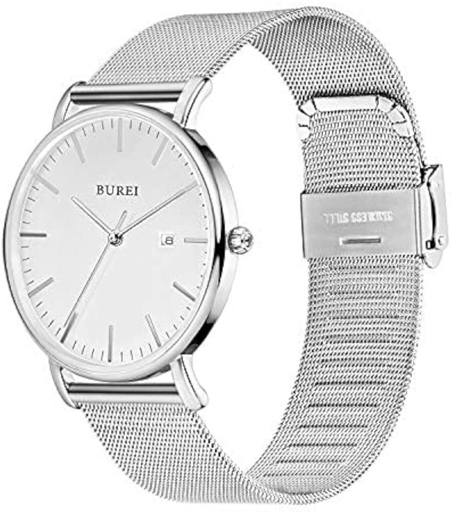 BUREI Mens Fashion Minimalist Wrist Watch Waterproof Watches Simple Ultra Thin Watches Analog Quartz Date with Stainless Steel Mesh Band BUREI Mens Fashion Minimalist Wrist Watch Waterproof Watches Simple Ultra Thin Watches Analog Quartz Date with Stainless Steel Mesh Band