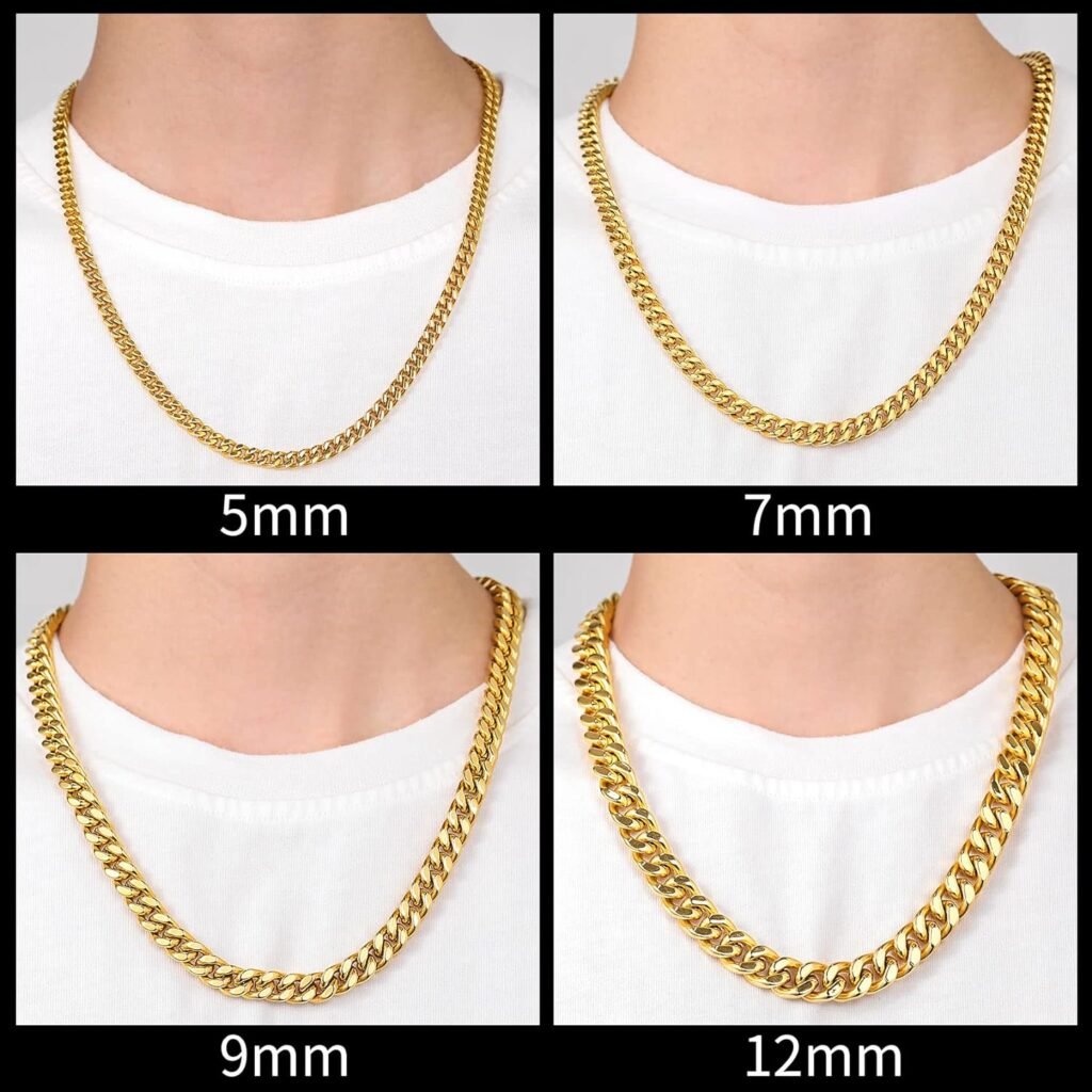 ChainsHouse Stainless Steel Mens Cuban Link Chain, Black/18K Gold Miami Cuban Chains Necklace, 5/7/9mm/12mm Width, No TarnishDurable Hip Hop Mens Hewelry, 18-30 Length ChainsHouse Stainless Steel Mens Cuban Link Chain, Black/18K Gold Miami Cuban Chains Necklace, 5/7/9mm/12mm Width, No TarnishDurable Hip Hop Mens Hewelry, 18-30 Length