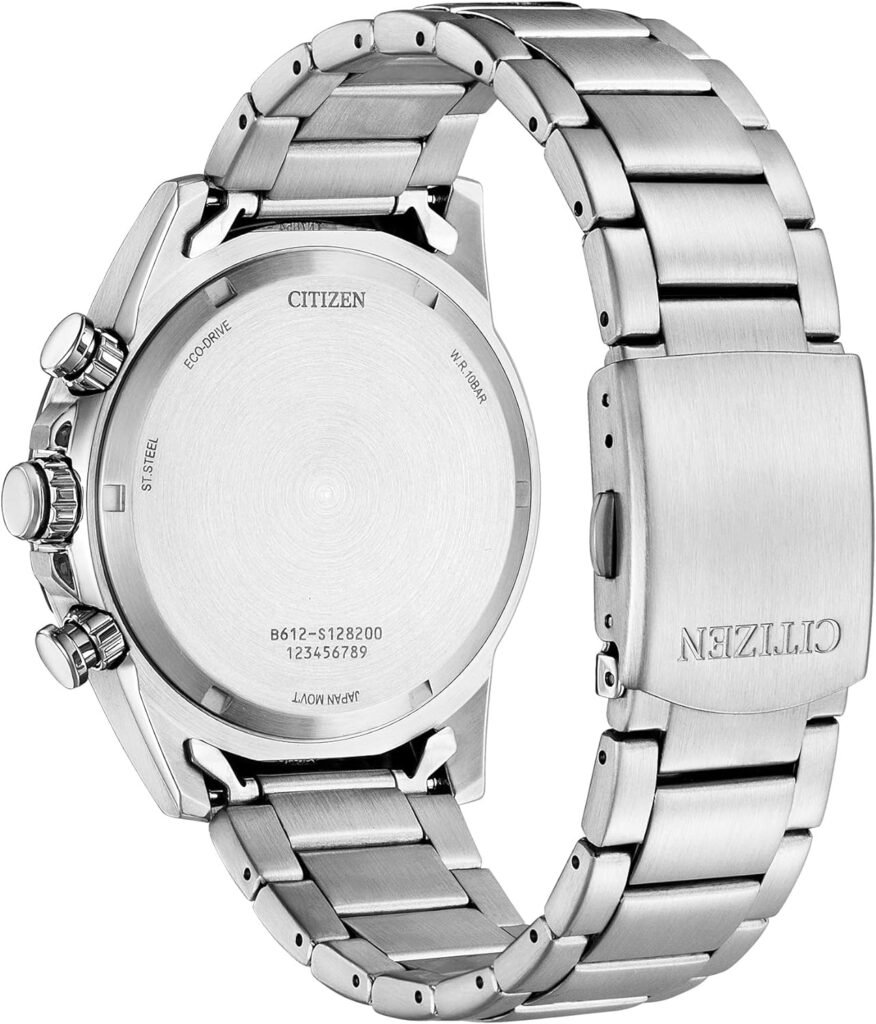 Citizen Mens Sport Casual Brycen Eco-Drive Chronograph Stainless Steel Watch, 12/24 Hour Time, Date, Tachymeter, 100 Meters Water Resistant, Spherical Mineral Crystal, Weekender