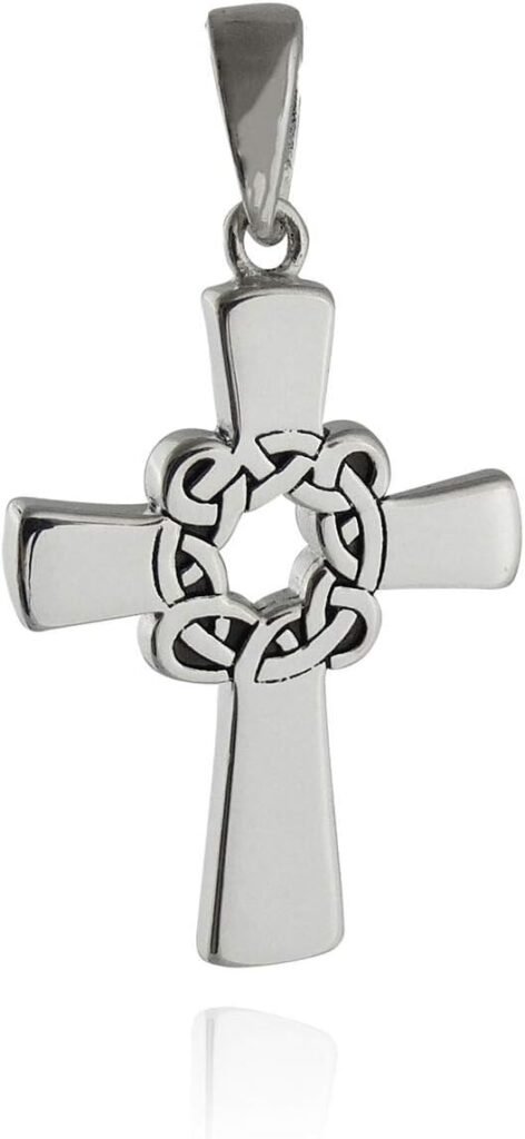 Cross Pendant - 925 Sterling Silver - Celtic Knot Irish Faith Religion New