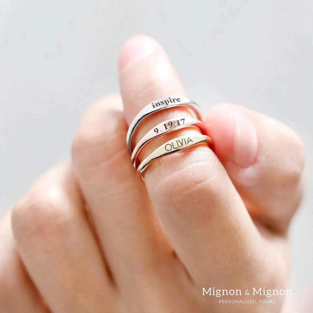 Custom Name Ring for Women Christmas Personalized Gift Mom Ring Personalized Stacking Dainty Engraved Matching Friend Bridesmaids Promise Grandma - RF1-D Custom Name Ring for Women Christmas Personalized Gift Mom Ring Personalized Stacking Dainty Engraved Matching Friend Bridesmaids Promise Grandma - RF1-D