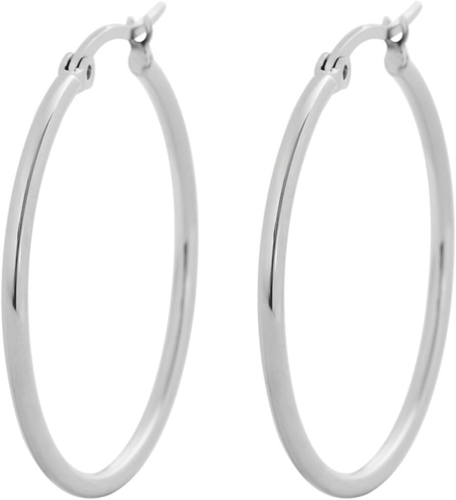 Edforce Stainless Steel Rounded Hoops Earrings (20mm-60mm Diameter)