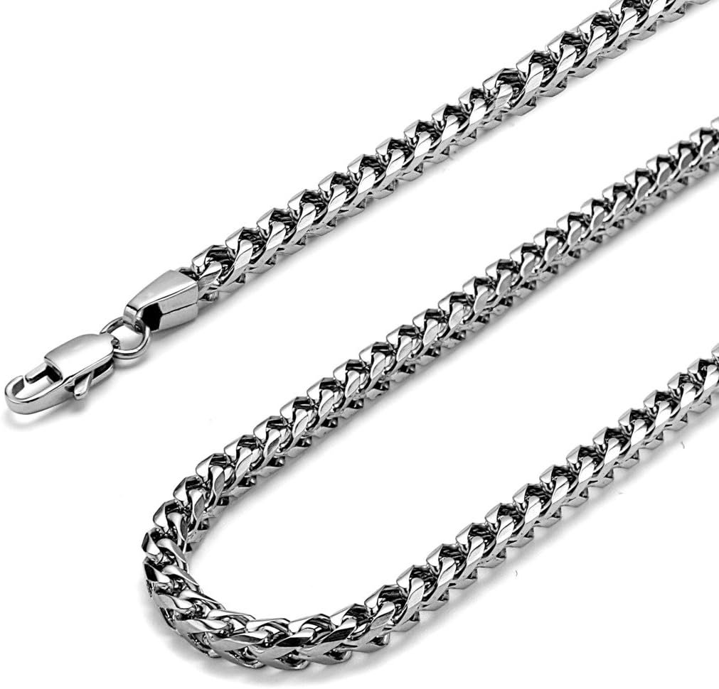 FIBO STEEL 3-6mm Curb Chain Necklace for Men Stainless Steel Biker Punk Style 18.0-30.0 inches Silver,Black,Gold