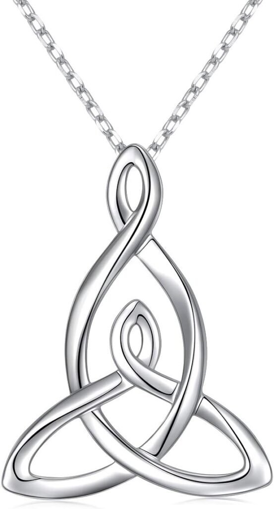 FLYOW 925 Sterling Silver Celtic Motherhood Knot Necklace Jewelry for Women Mom Birthday Gift