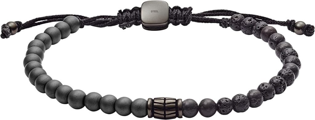 Fossil Mens Stainless Steel and Genuine Leather and/or Beaded Bracelet for Men