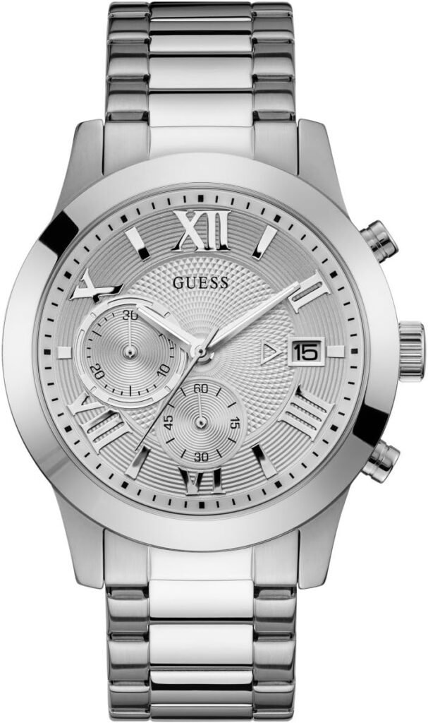 GUESS Stainless Steel Gunmetal Chronograph Bracelet Watch with Date. Color: Gunmetal (Model: U0668G2)