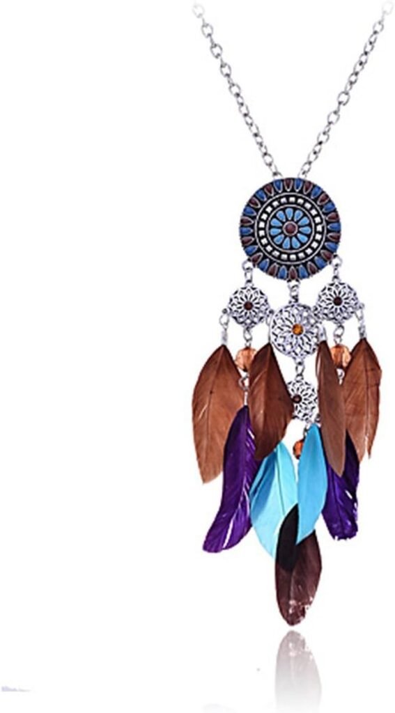 lureme Womens Bohemian Enamel Dream Catcher Colorful Long Feathers Pendants Dangle Earrings (er006101)