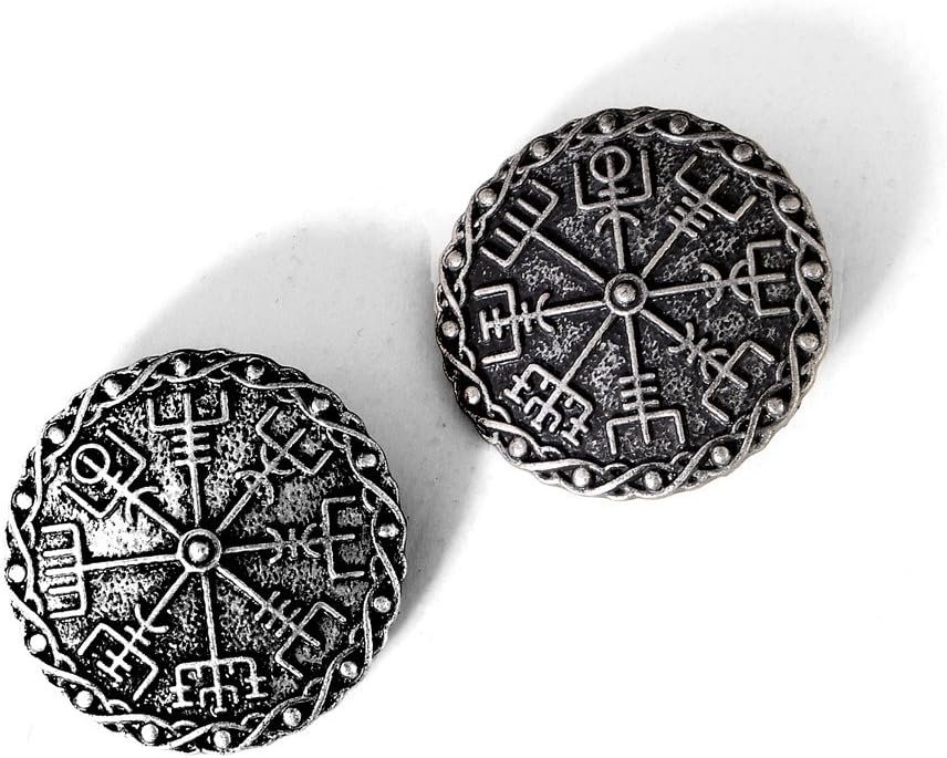 Medieval Viking Brooch Pin Set-Vintage Brooch Pin for Women Pagan Brooch Norse Viking Jewelry Pagan Amulet Brooch Wiccan Accessories Viking Round Brooch Set with Viking Rune Symbol (Brooch 01)