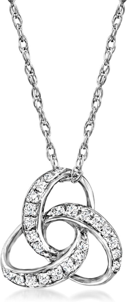 Ross-Simons 0.10 ct. t.w. Diamond Celtic Knot Pendant Necklace in Sterling Silver. 18 inches