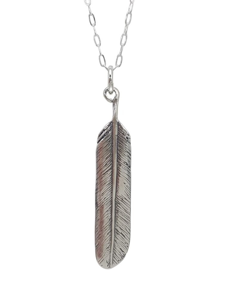 Sterling Silver Eagle Feather Native American Charm Necklace, 18