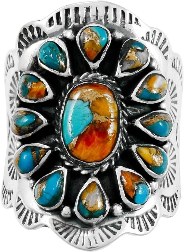 Sterling Silver Genuine Gemstones  Turquoise Ring (SELECT color)