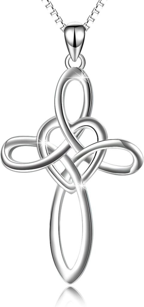 YFN Celtic Knot Cross Necklace Sterling Silver Infinity Love Heart Pendant Necklace