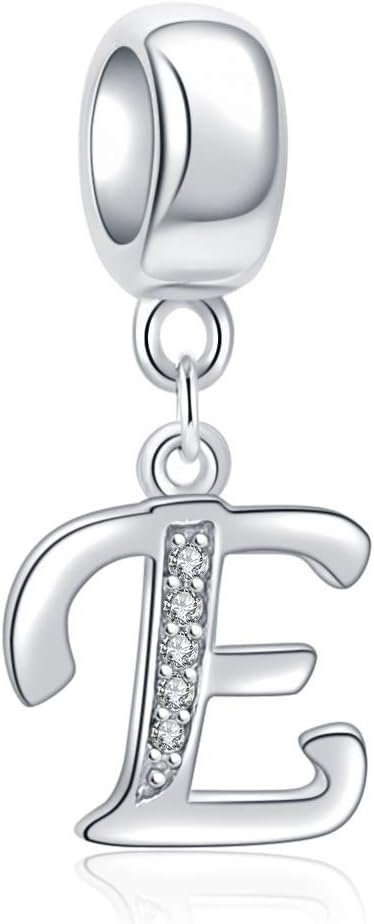 925 Sterling Silver Letter Beads Initial A-z Dangle Alphabet Crystal Charm Fits European Bracelet Gift for Mother