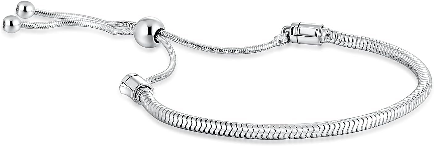 925 Sterling Silver Snake Chain Bracelet for European Bracelets Charms Bead