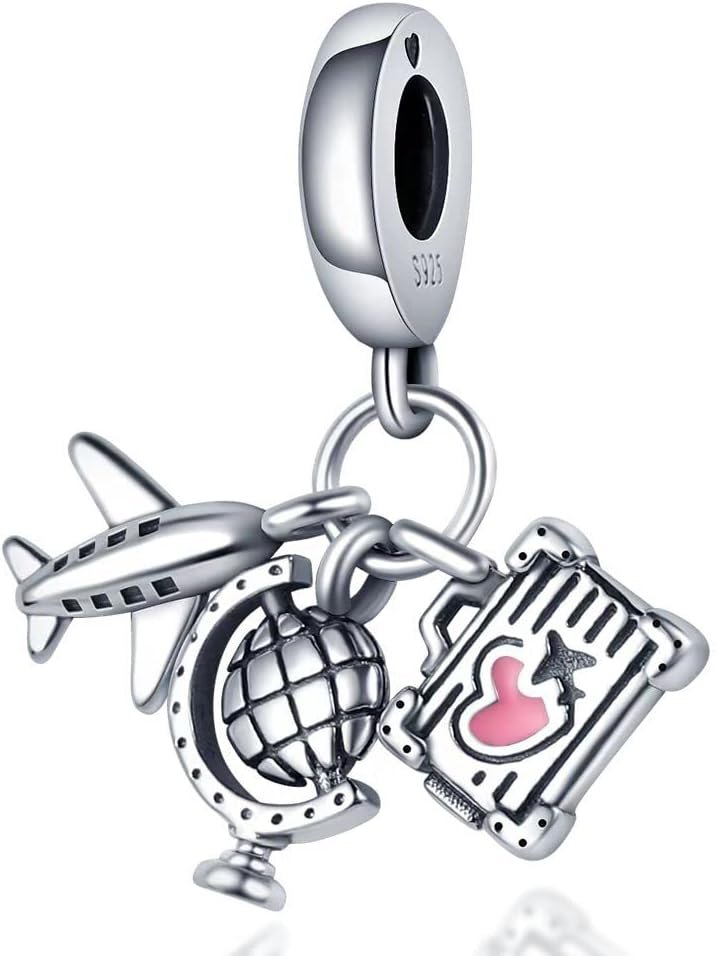 LNQOBU Happy Life Pendant Charm Bead Fits for Charm Bracelets - 925 Sterling Silver Dangle Pendant Bead for Woman Girl(With one Spacer Beads Charms)